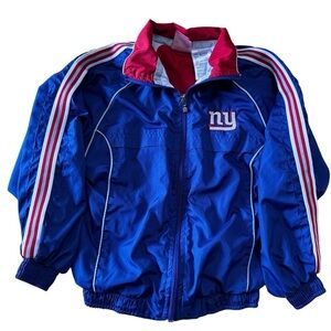 NFL New York Giants Football Full Zip Red Blue Embroidered Windbreaker Jacket L